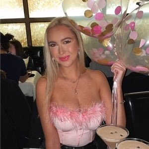Superdown Pink Feather Trim Bustier Top